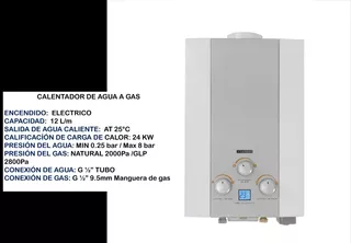 Calentador De Agua Gas Glp Convierte Gnv 12 Lt/min Instante