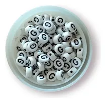 Comprar 100pzs Cuentas Luneta Blanca Letra Negra 100pzs G 7 Mm