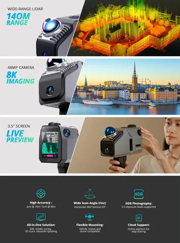 Scanner Lidar Slam 3dmakerpro Eagle Max 8k 4x Camera P.núvem