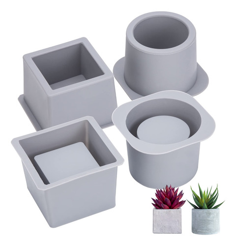 Moldes Para Macetas De Concreto Y Silicona, Diseño Cuadrado