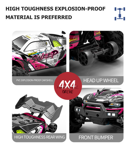 Monster Truck De Juguete Para Coche Rc 4wd, 2.4 Ghz, 70 Km/h