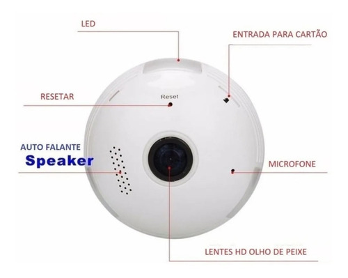Imagem 3 de 9 de Câmera Lâmpada Segurança Visão 360