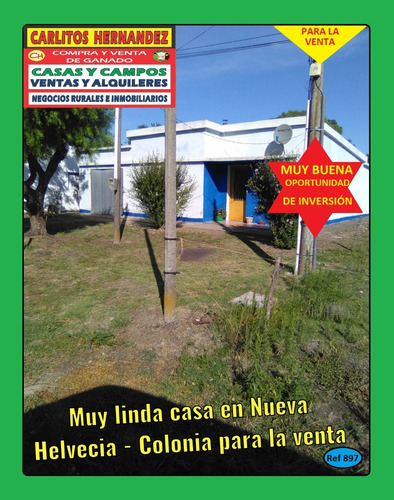 Ref 897) **  V - Muy Linda Casa Para Venta De 3 Dormitorios En Nueva Helvecia - Colonia 