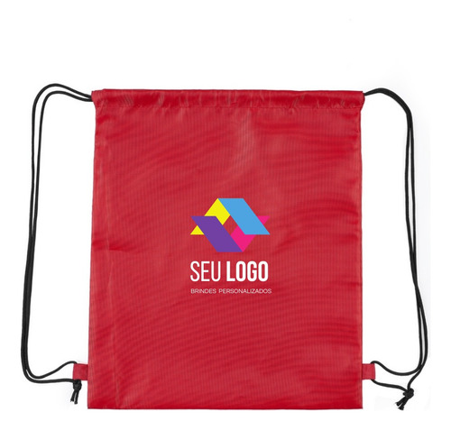Kit 40 Mochilas Saco Sacochila Poliéster Personalizada Cor Vermelho Lisa