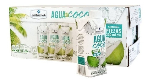 Agua De Coco Member's Mark 100% Natural 18 Piezas De 330 Ml 