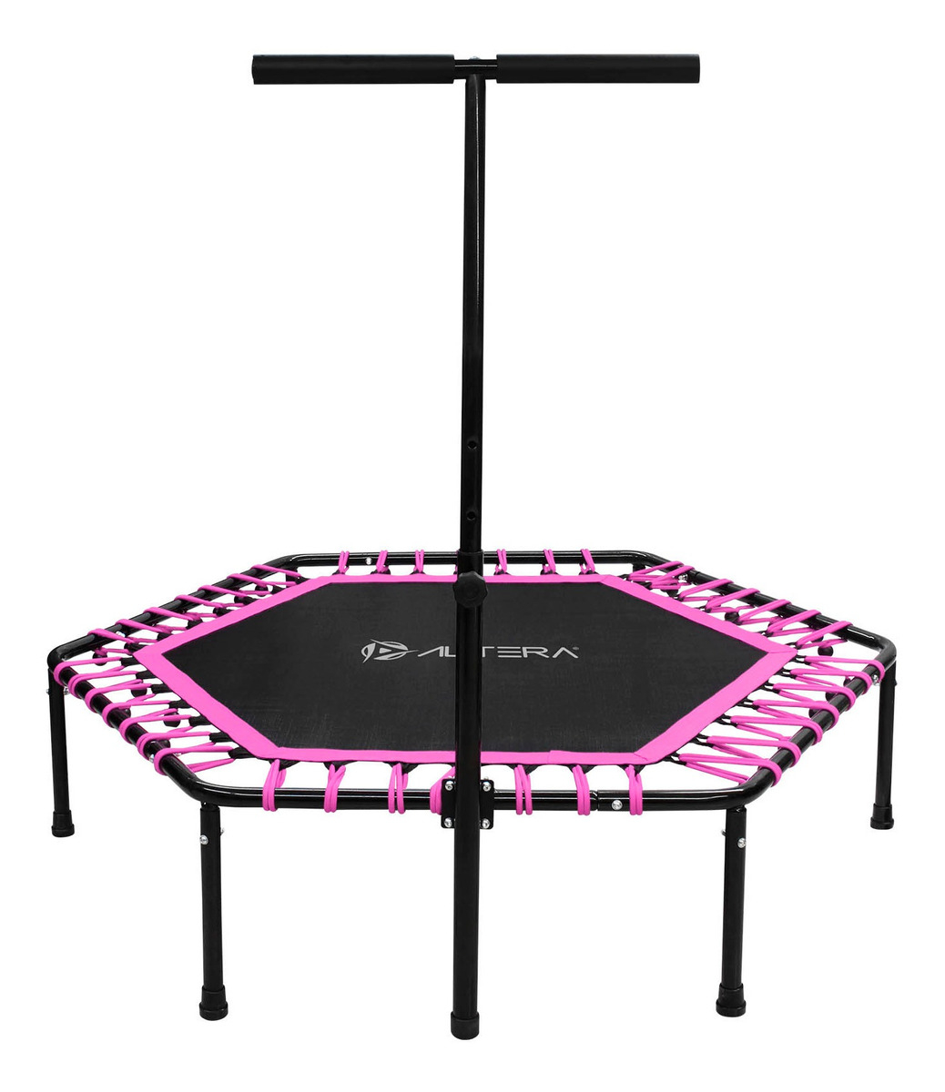 Trampolin Ejercicio Aerobico Altera Fitness Hexagonal Con Barra Agarradera Gym Jumping Aerobics Color Rosa