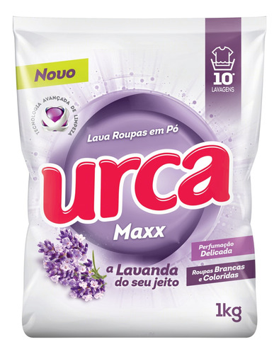 Sabão em pó Urca Maxx Roupas Brancas e Coloridas Lavanda pacote 1 kg