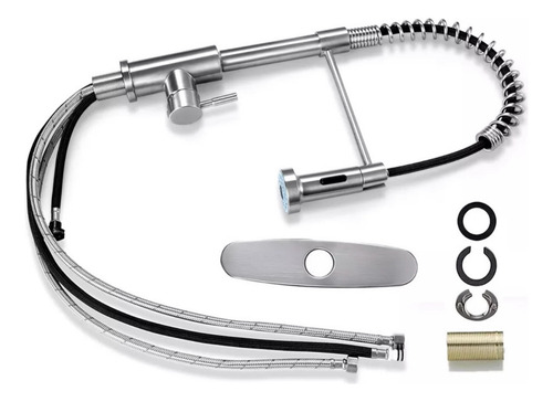 Llave Mezcladora Grifo Monomando Acero Inoxidable Cocina Plateado
