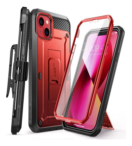 Case Supcase Para iPhone 13 Normal 6.1 Protector 360° Red