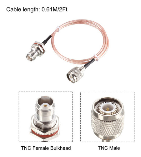 Cable Coaxial Rg316 Tnc Macho A Tnc Hembra Pasante 50ohm 24