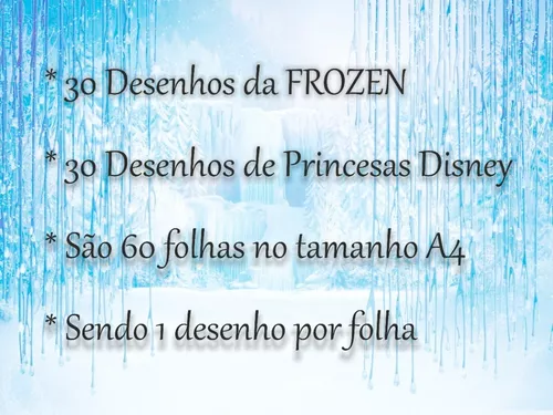 60 Folhas Desenho Pra Colorir Pintar Princesas Disney Frozen - R