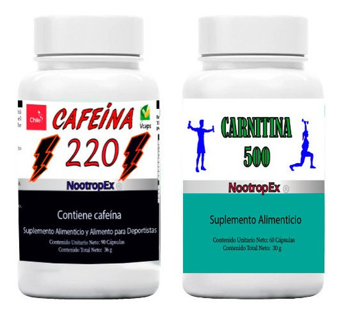 Pack 1 Cafeína 220 Mg + 1 Carnitina 500 Mg Nootropex