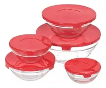 Comprar Kit 5 Tigelas Potes Vidro C Tampa Bowls Organização Cozinha