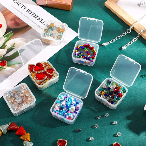 6 Pieces Mini Plastic Clear Beads Storage Containers Box For