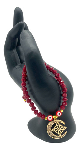 Paquete De 5 Pulseras Nudo De Bruja Con Luna (hécate) Rojo-ojo Turco