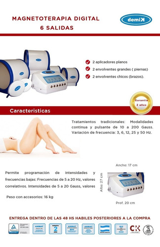 Imagen 7 de 12 de Magnetoterapia Digital Demik Continua Pulsante Frecuencia