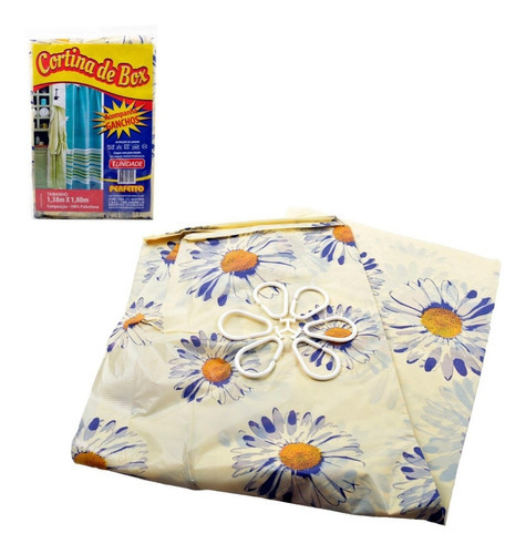 Cortina Para Banheiro Box Estampada 1,38m X 1,80m Cor Branco