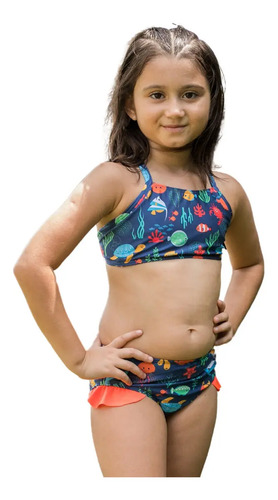 Biquíni Infantil Estrelinhas Cor Azul Tamanho 10