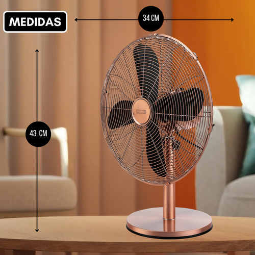 Ventilador Thomas Th-12cm Cobre Mesa 3 Velocidades 4 Aspas