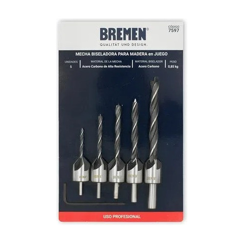 Set Mecha Biseladora Para Madera 5pzas Bremen 7597 Mafacha