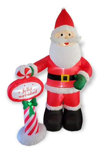Imagen 1 de 4 de Inflable Navidad Santa Claus 2.4 Metros Con Leds Felpa Barba