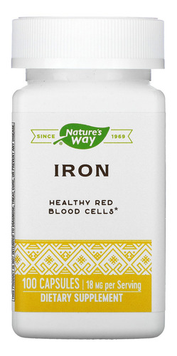 Natures Way Iron Hierro 18mg 100caps Sabor Neutro Healthy red blood cells