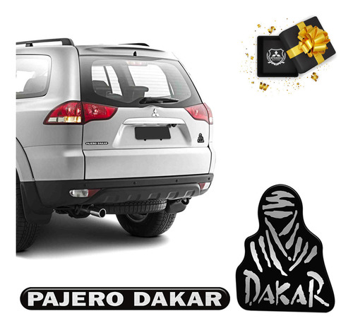 Kit Emblemas Pajero Dakar Adesivos Tampa Traseira Resinados