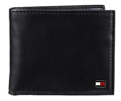 Tommy Hilfiger Hombres Rfid Slim Bifold Wallet, Black Hthtn