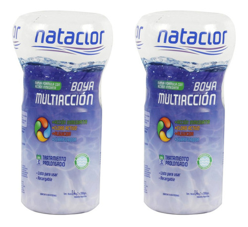 Boya Para Pileta Multiaccion Recargable Nataclor X 2