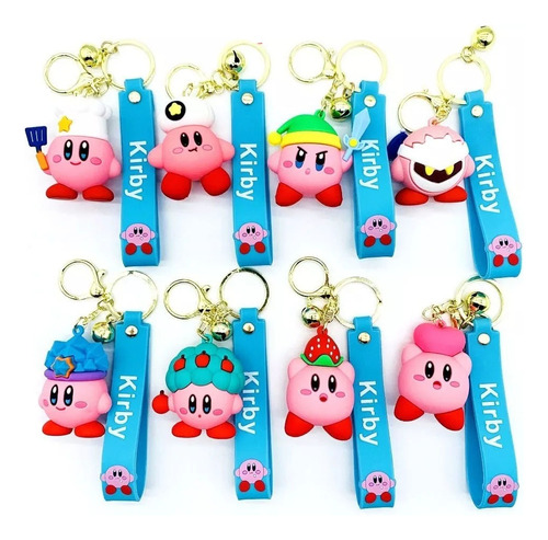 8pcs/set Kirby Llavero Colgante Figura Modelo Juguete Regalo