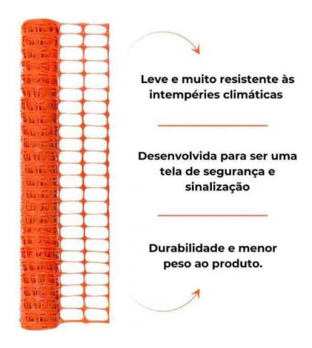 Tela De Isolamento Obras E Construções 1,20x50m - Laranja