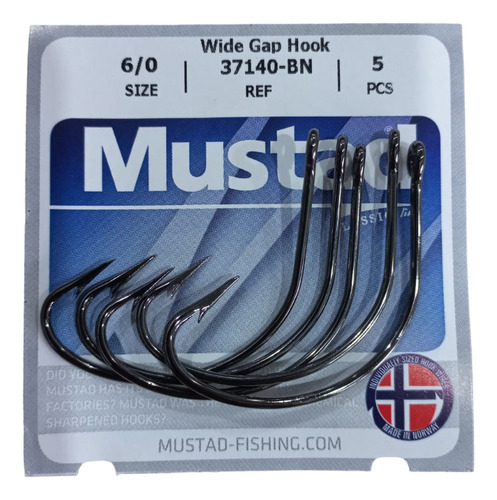 Anzuelo De Pesca Mustad 37140-bn Número 60 En Blíster De 5 Unidades