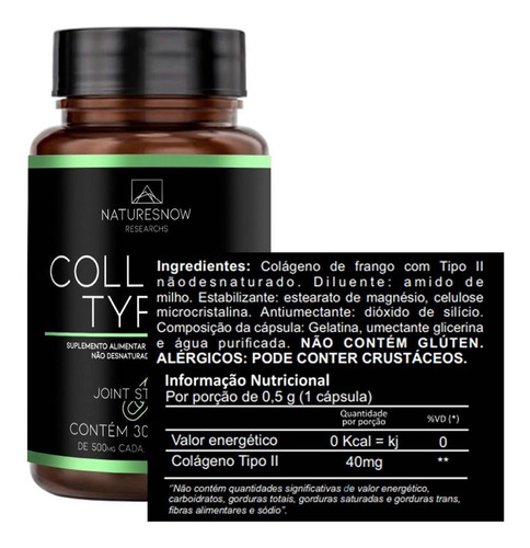 3x Colágeno Tipo 2 30 Cáps - Natures Now Sabor Sem Sabor