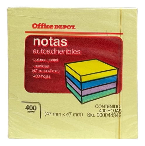 Mini Notas Adhesivas 47x47mm Color Pastel 2x2 Cubo 400 Hojas