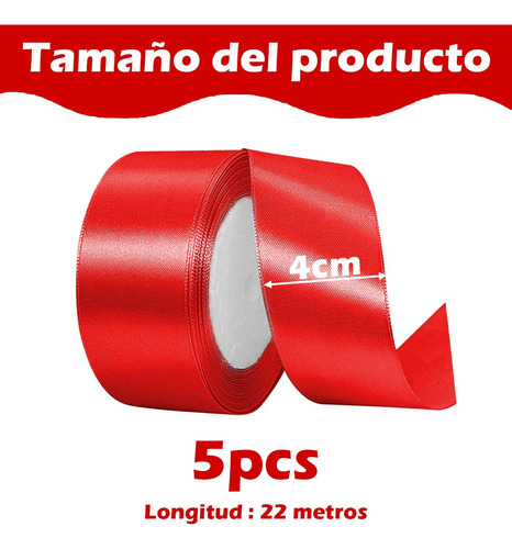 Rollo De Liston Satinado Colores 38mm X 22.8m 5pcs