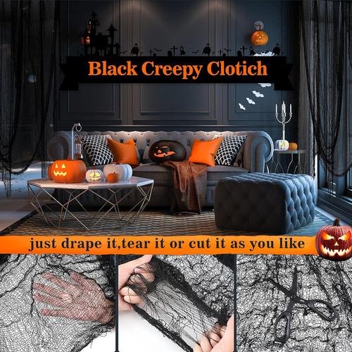 5pcs Halloween Creepy Tela Negro 30×72inch - Halloween D...