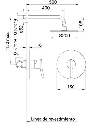Griferia Monocomando Ducha Fv Linea Libby 108 39 Cromo