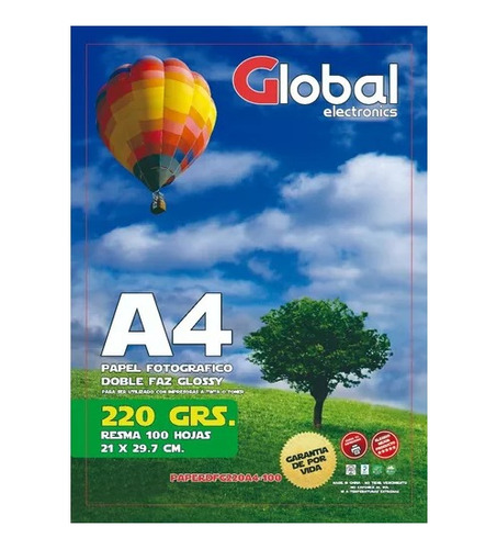 Papel Foto A4 Bifaz Doble Faz 220gr 1000 Hojas Glossy Global