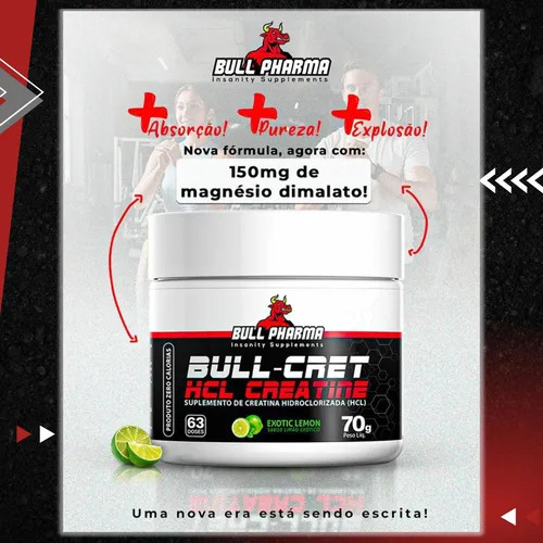 Creatina Bull Cret Hcl Em Pó 70g Bull Pharma Sem Sabor