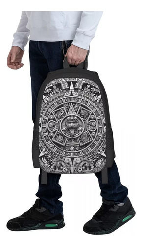 Aztec Calendar Sun Stone - Mochila En Escala Gris Para Color 9