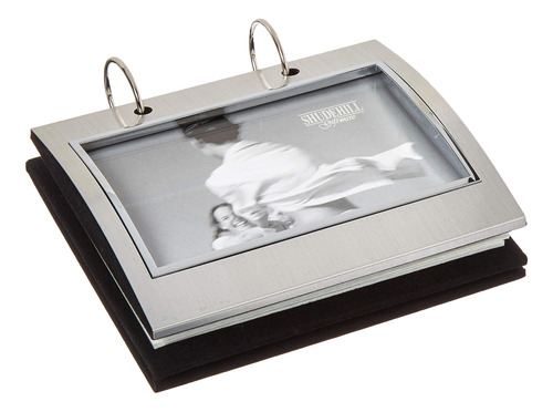 Cepillado Saten Silver-colour Free-standing Flip Album Foto