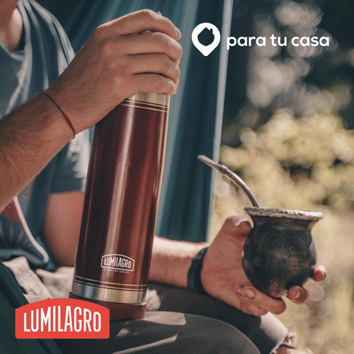 Termo Lumilagro Luminox Color De Acero Inoxidable 1lt