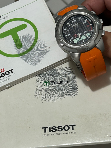 Relógio Tissot Touch 42mm Tkp-ra 60318 Completo Laranja Prateado Preto (Usado)