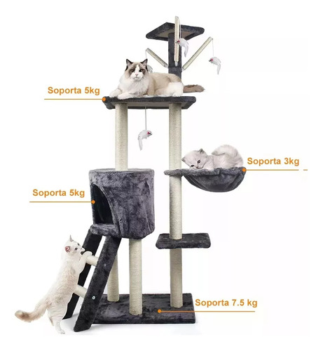 Rascador Torre Cat Tree Gatos Juguete Interactivo 5 Niveles