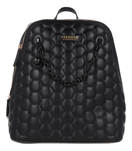 Bolsa Backpack Casual Trender Color Negro Cadena Mujer