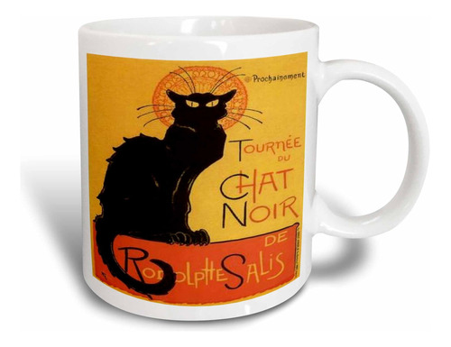 3drose Cats Le Chat Noir Taza De Cerámica, 15 Onzas