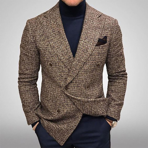 Chamarra F Para Hombre, Casual, A Cuadros, Doblada, De Un So