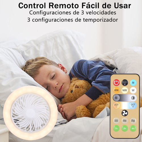 Lámpara Ventilador De Techo Con Control Remoto CM-TOP Dimmable Luz Led Color Blanco