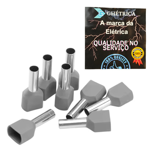 100 Pcs Terminal Ilhós Duplo Cinza 4mm