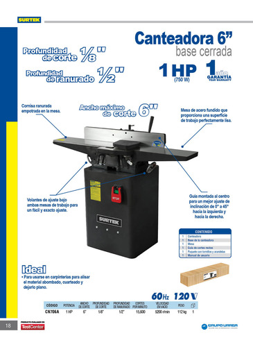 Canteadora 6 1hp Base Cerrada Surtek Cn706a